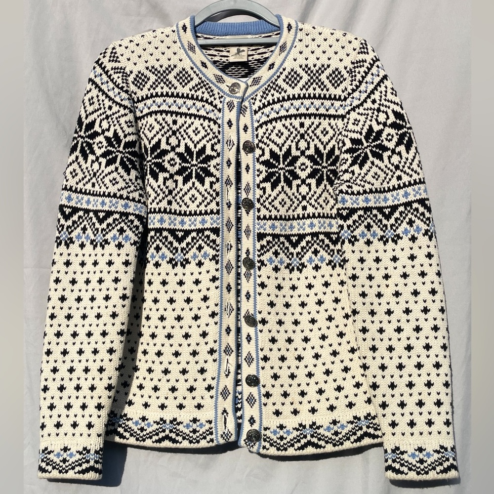 L.L.Bean Nordic Snowflake Cardigan Sweater